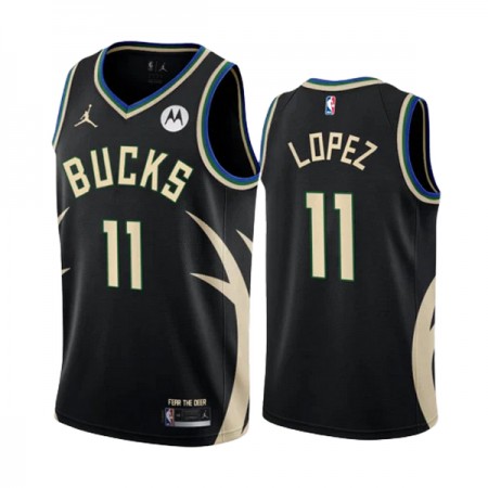 Maillot Basket Homme Milwaukee Bucks Brook Lopez 11 2022-23 Jordan Statement Edition Noir Swingman